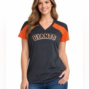 Fanatics San Fransisco Giants MLB Black/Orange Womens Raglan Jersey Sz Medium